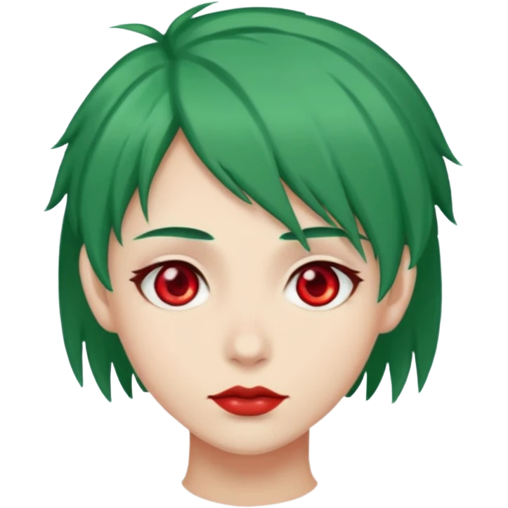Green hair and red eyes emoji