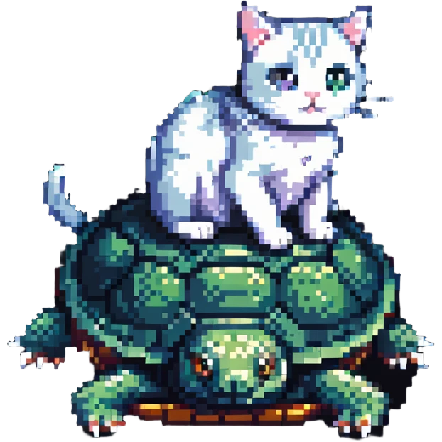 cat sitting on a turtle emoji