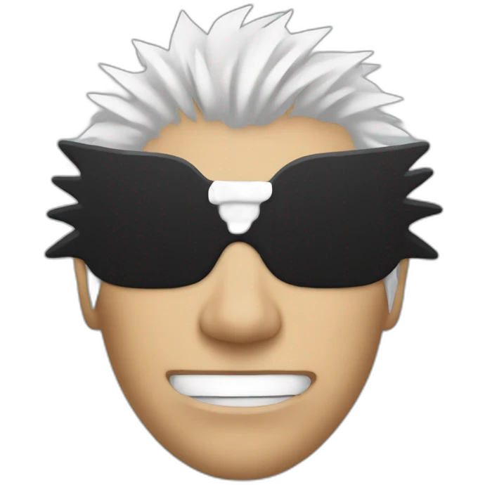 person with spiky white hair and a black blindfold emoji