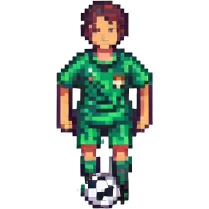 personne qui joue au foot, style pixel art emoji
