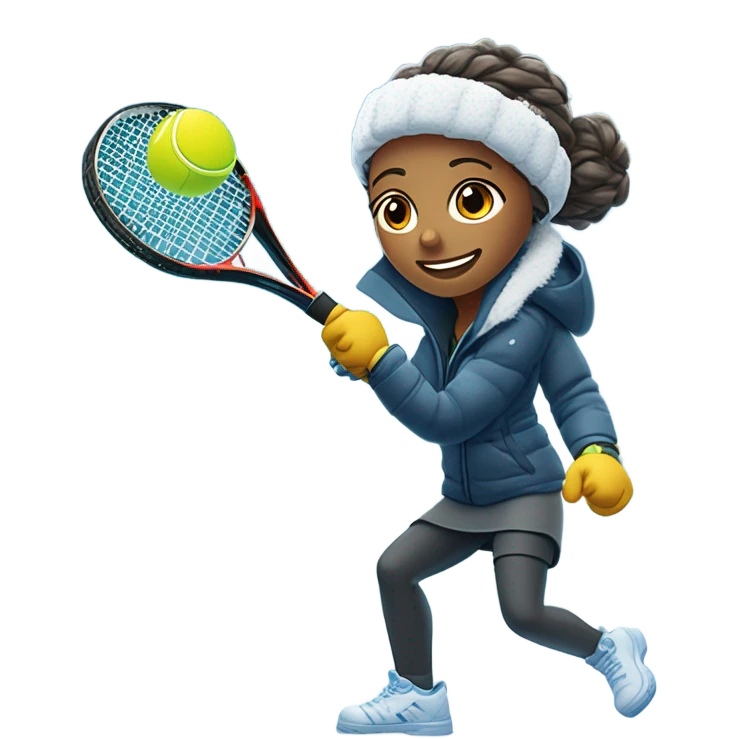 Playing tennis in snowstorm emoji