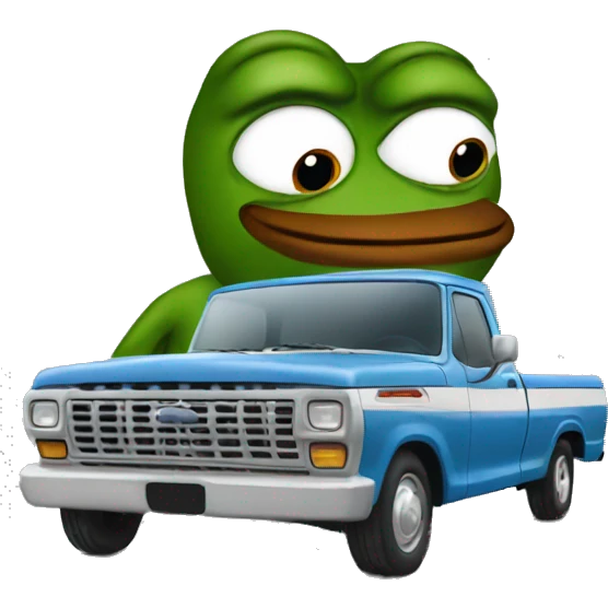 Pepe in a ford emoji