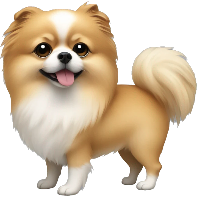 Pomeranian and Shi tzu cuddling  emoji