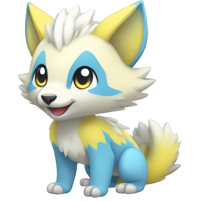 Cute cool white yellow blue animal hybrid Fakemon full body emoji