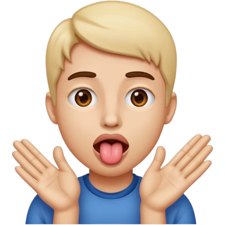tongue out with hands on the side of the face  emoji
