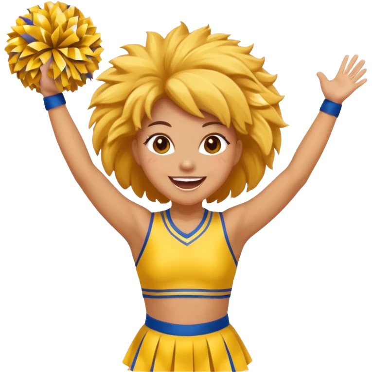 football cheerleader, big cheering pom, yellow and twinkle emoji