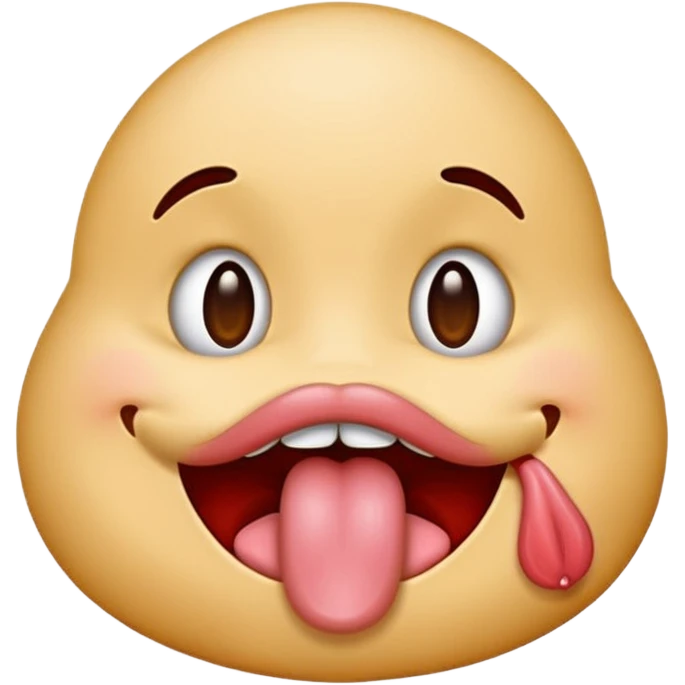 Emoji with tongue out but like licking the top lip emoji