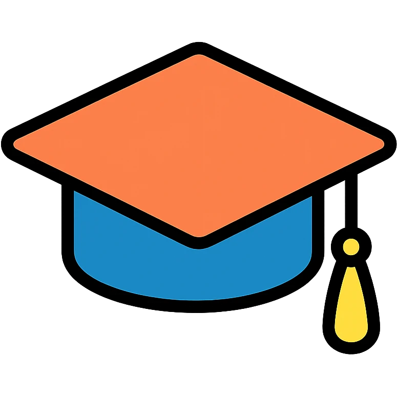 graduate hat icon, color outline style emoji
