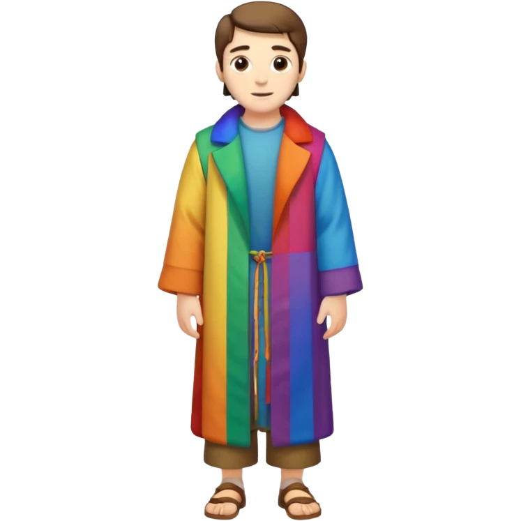 full length joseph from bible wearing coat of many rainbow colors emoji