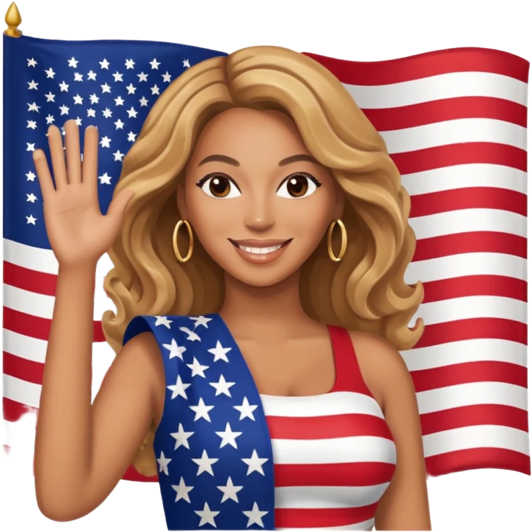 Beyonce with waving american flag emoji
