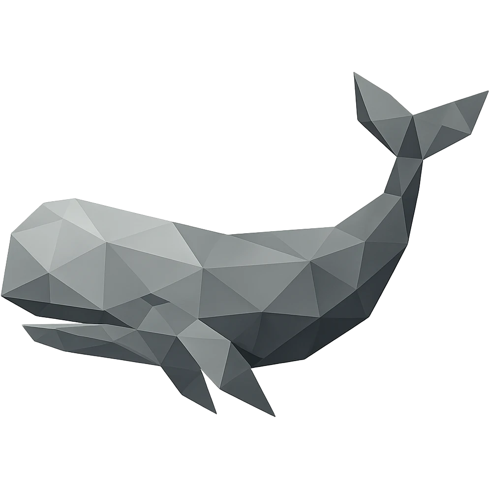 polygonal icon of Moby Dick whale, low-poly, geometric shapes emoji