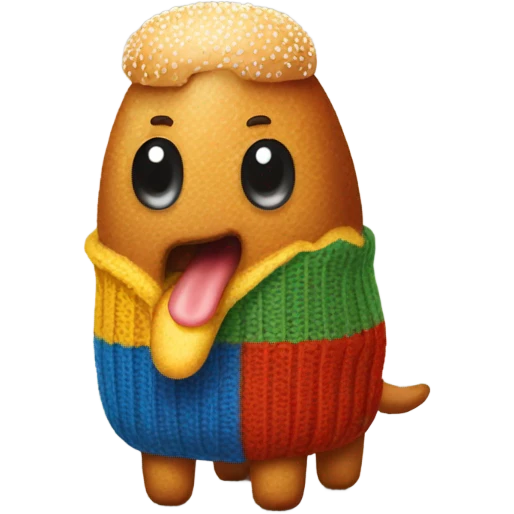 Corndog with a wool sweater emoji