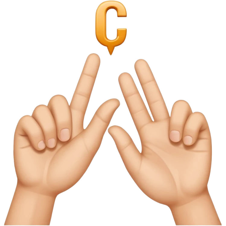 Two hands with one making a “c” and the other a “t”.. hands only use thumb and pointer fingers to create letters. The “t” goes inside the “c” and looks like it’s hanging off of it emoji