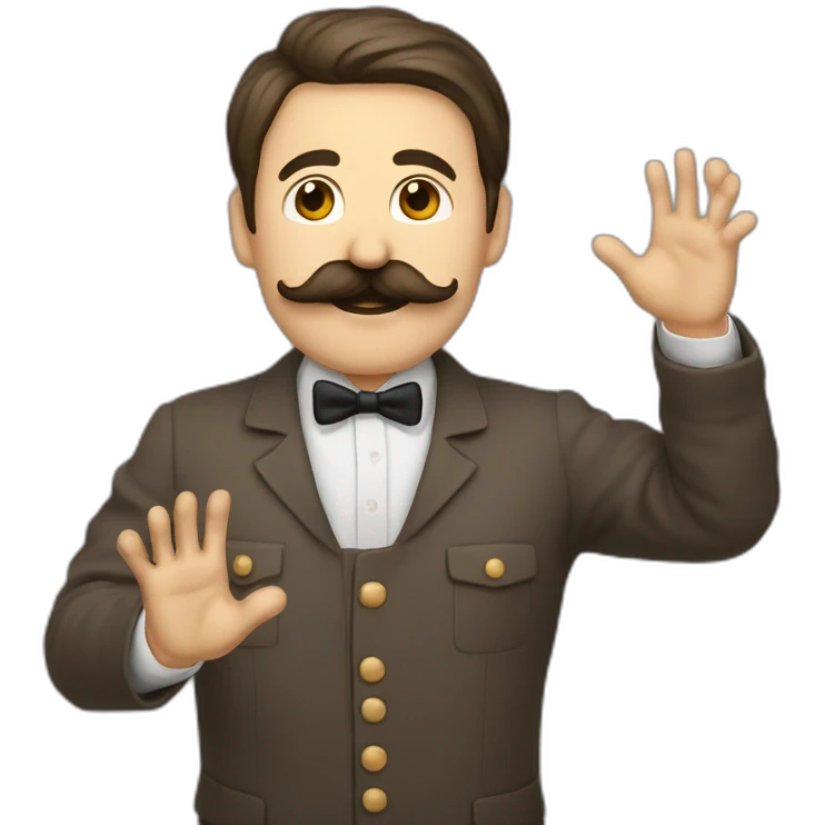 Homme à moustache faisant un salut de la main emoji