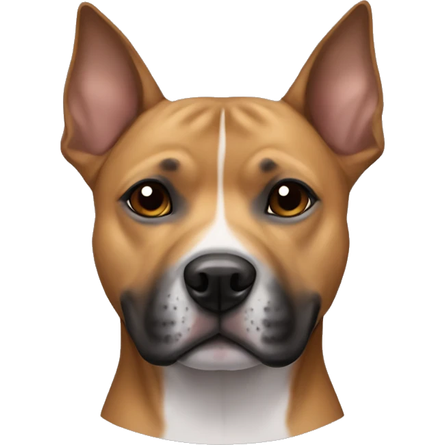 Staffy with light brown fur and pointy ears and a dark muzzle  emoji
