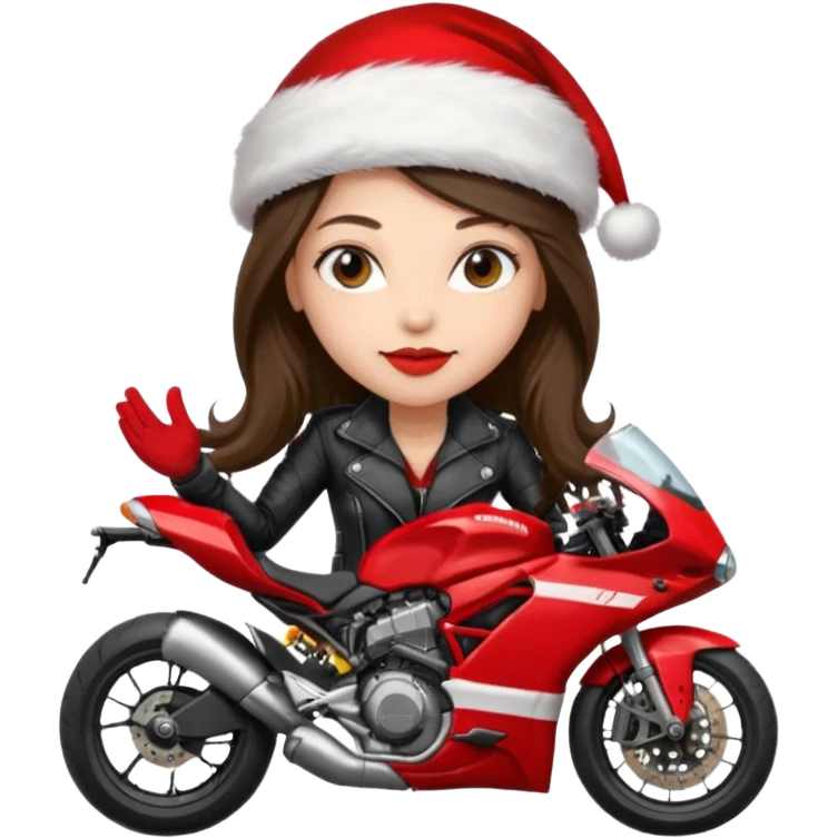 biker girl brune long hair moto christmas ducati emoji