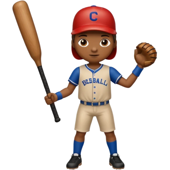 A 🪵 with a face has arms and legs holding a baseball bat  emoji
