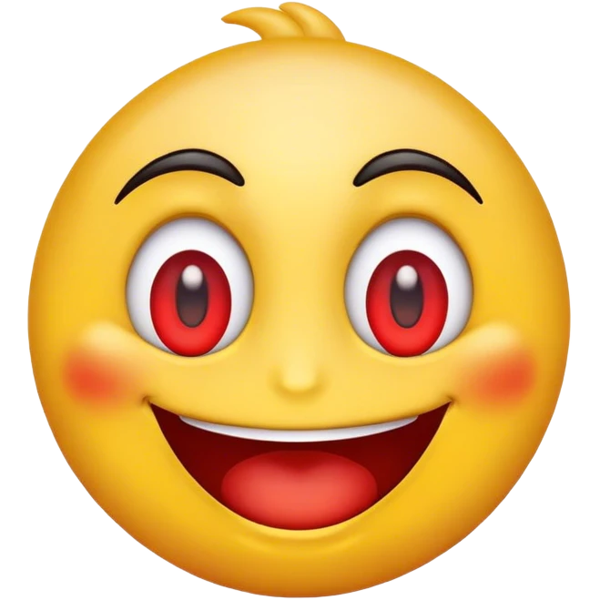 Happy emoji with red eyes emoji