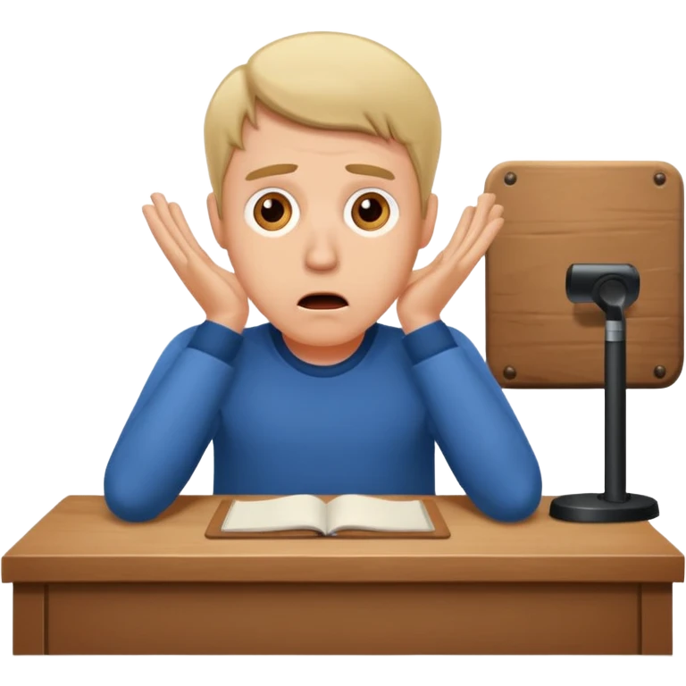 A white man sits at his desk in shock. emoji