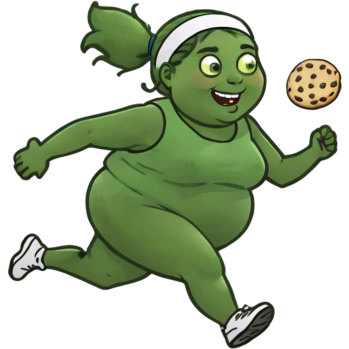 fat girl running to cookie emoji
