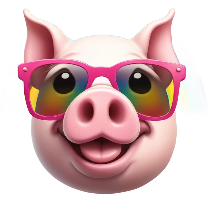 Piggy with sun glasses under a rainbow  emoji