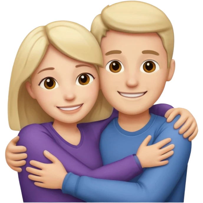 Two people hugging for comfort, one male one female emoji