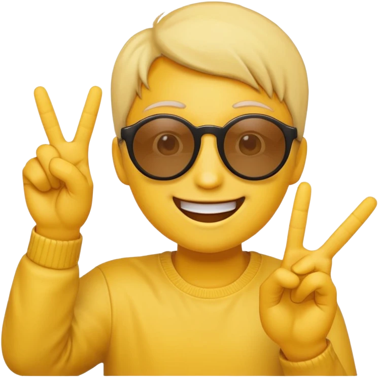 the yellow circle wearing sun glasses emoji holding up a peace sign emoji