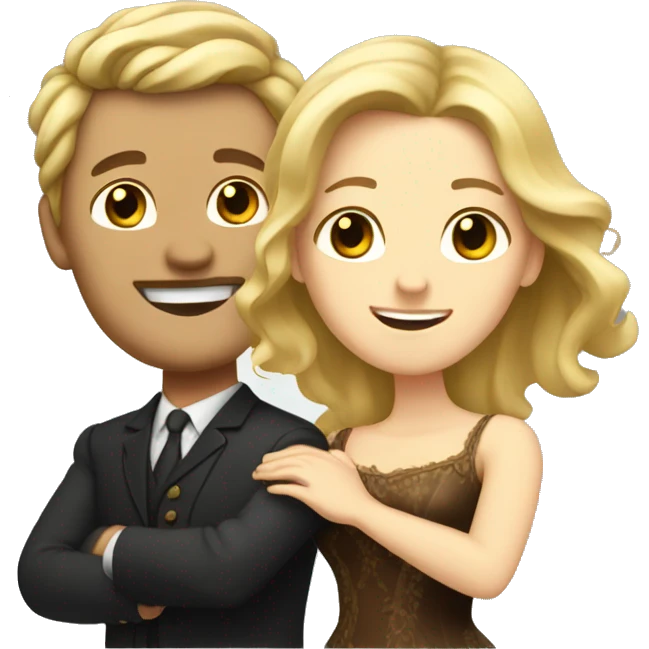  man with blond hair and woman with brown hair dancing waltz emoji