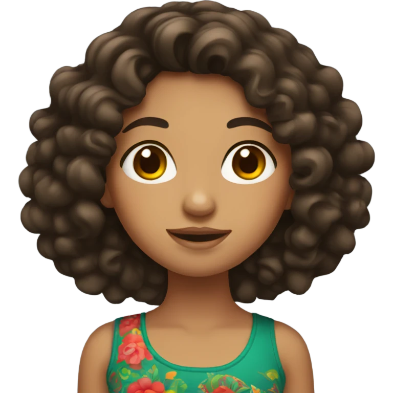 Mexican girl with black brown curly hair  emoji