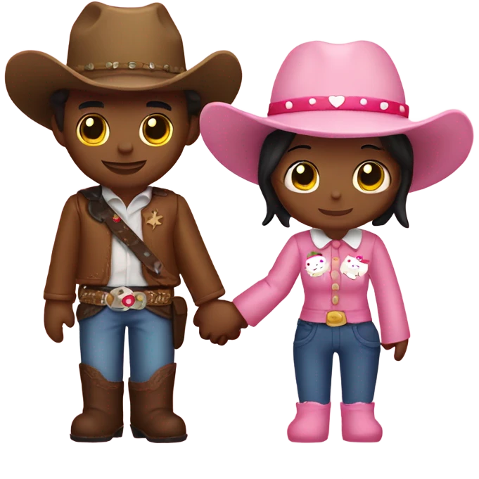 Cowboy and hello kitty holding hands  emoji