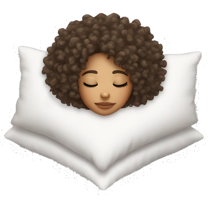 lightskin girl curly hair sleeping on pillow emoji