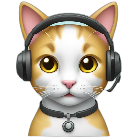 Call center operator cat with a headphone emoji