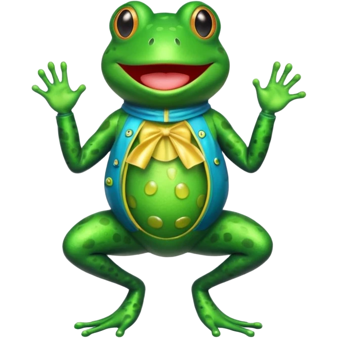 Frog wearing condom costume emoji