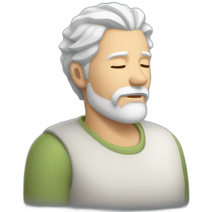 Man with gray hair and white beard sleeps and dreams emoji
