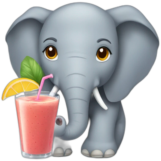 Elephant drinking a smoothie emoji