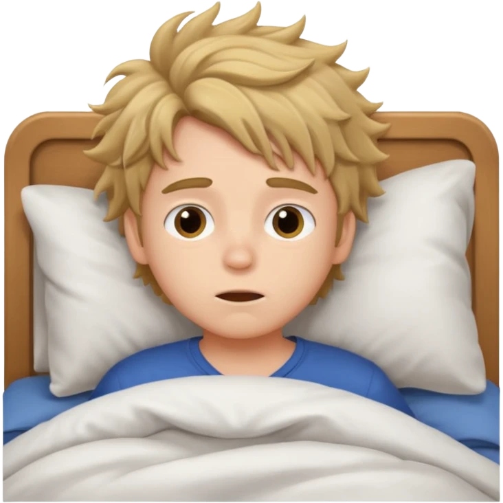 emoji- of a cute boy waking up in bed emoji