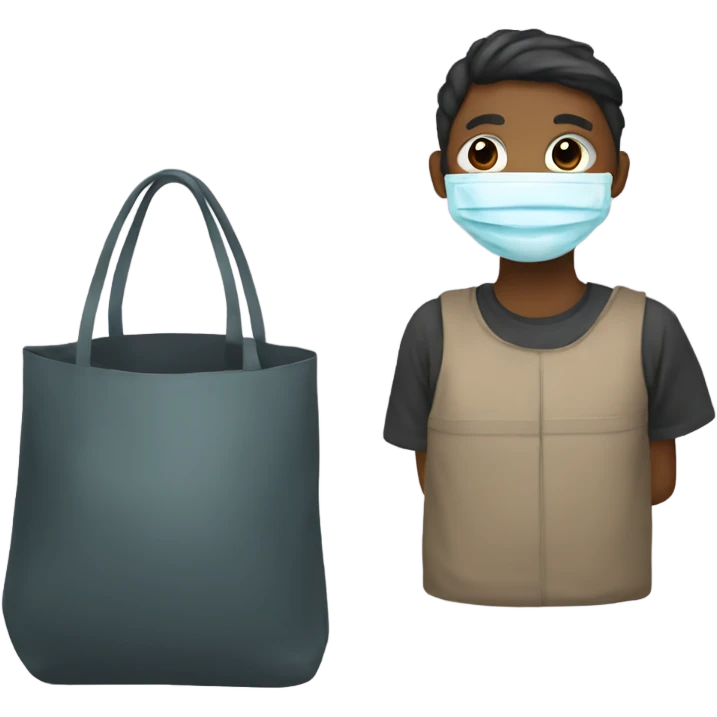 Person in mask and has a bag of koney on emoji