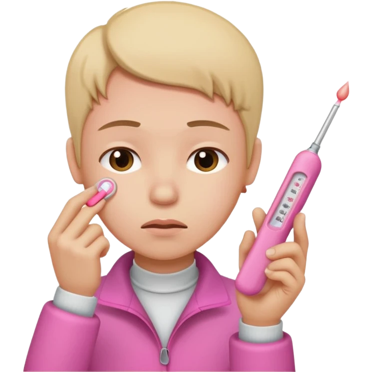 dolor de cabeza, garganta y un termómetro rosita. emoji