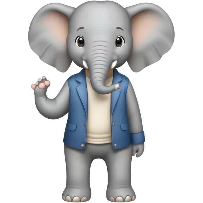 elephant character in casual clothes upright pose emoji
