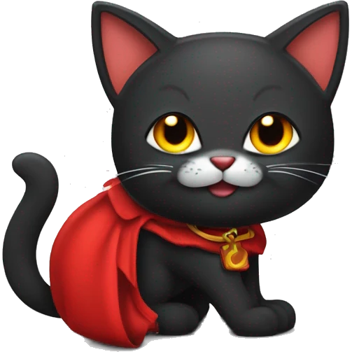 gatito negro con cuernitos y cola roja de diablito emoji