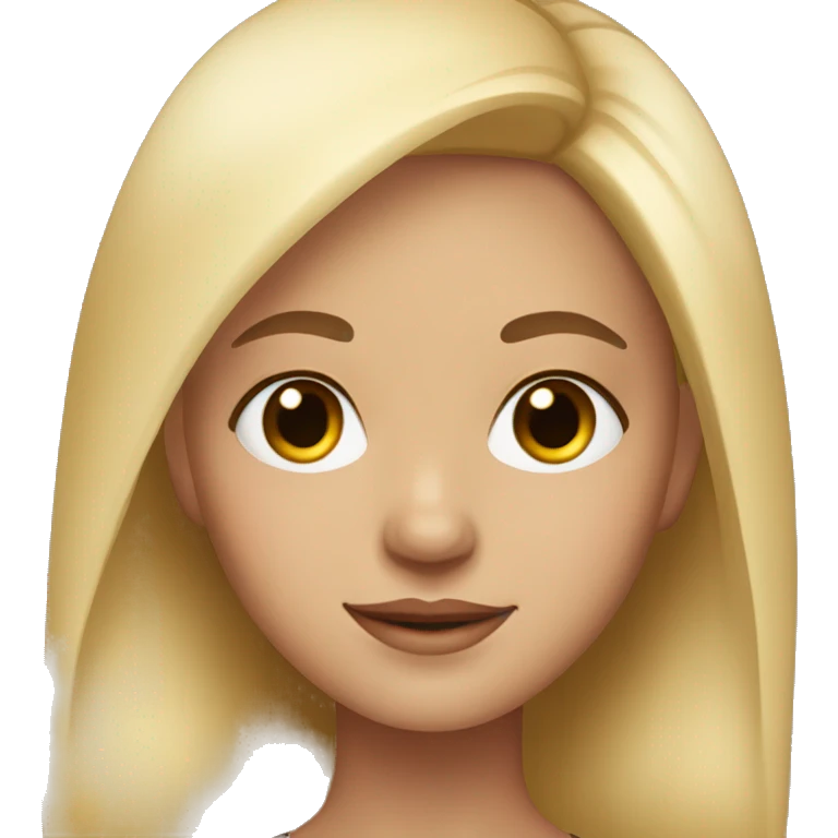 Girl with blonde hair and brown eyes with eyelashes emoji