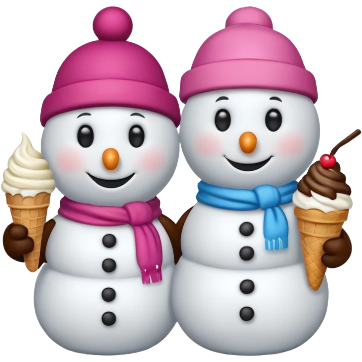 snowmen wearing cap with ice cream emoji