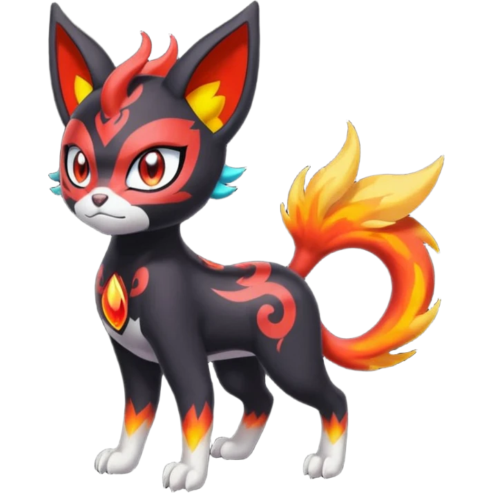 Colorful Meloetta-Litten-Darkrai-Pokémon-Fakémon-fusion-hybrid-creature emoji