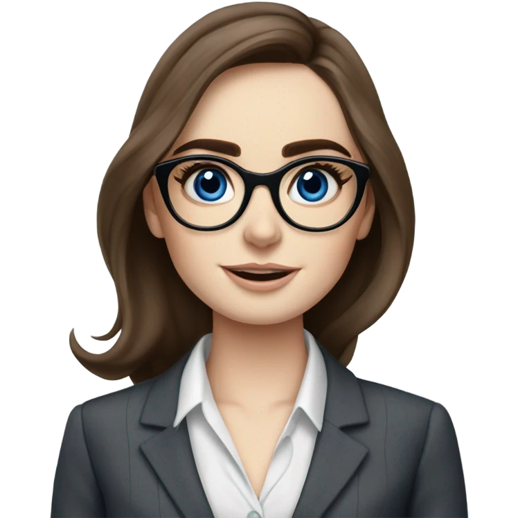 Lily collins blue eyes wearing glasses in a business meeting  emoji