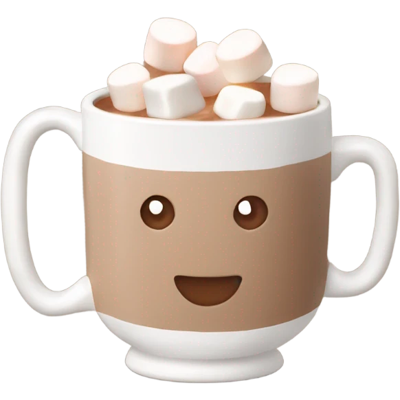 Light beige mug of hot chocolate with marshmallows  emoji
