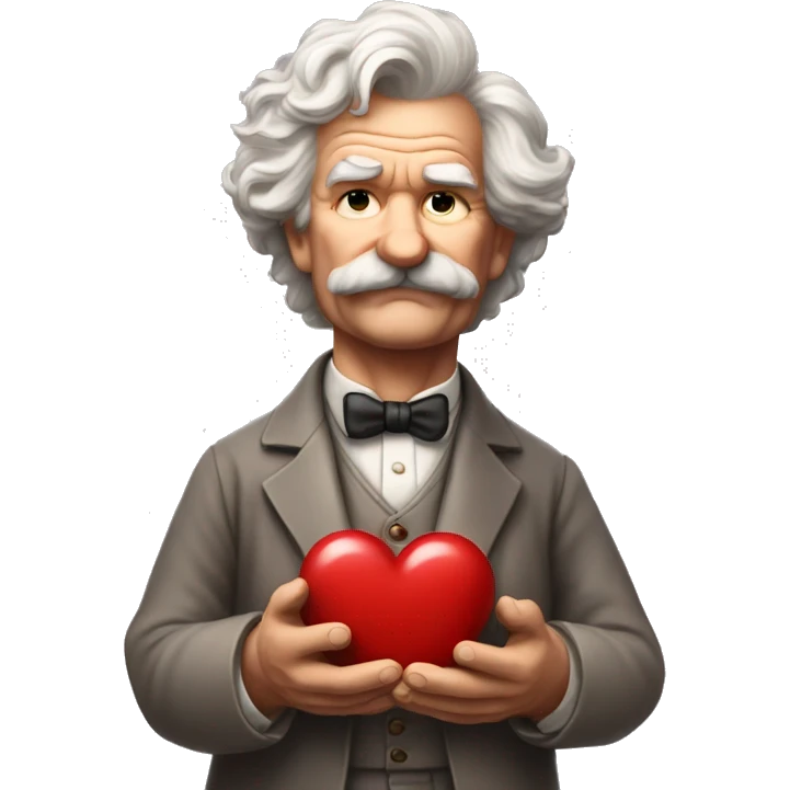 Mark Twain holds a heart in his hand emoji