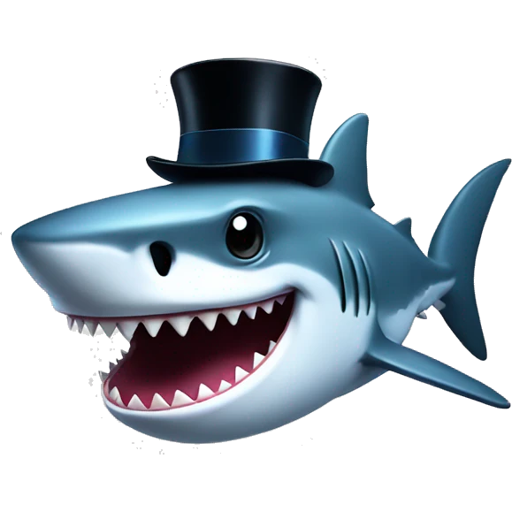 Shark with a top hat emoji