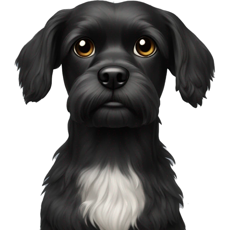 realistic dog with facial hair black maltese emoji