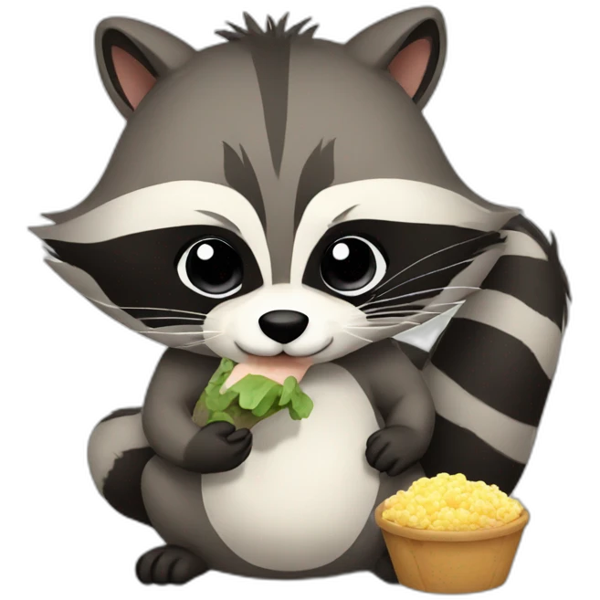 Raccoon eating bunny emoji
