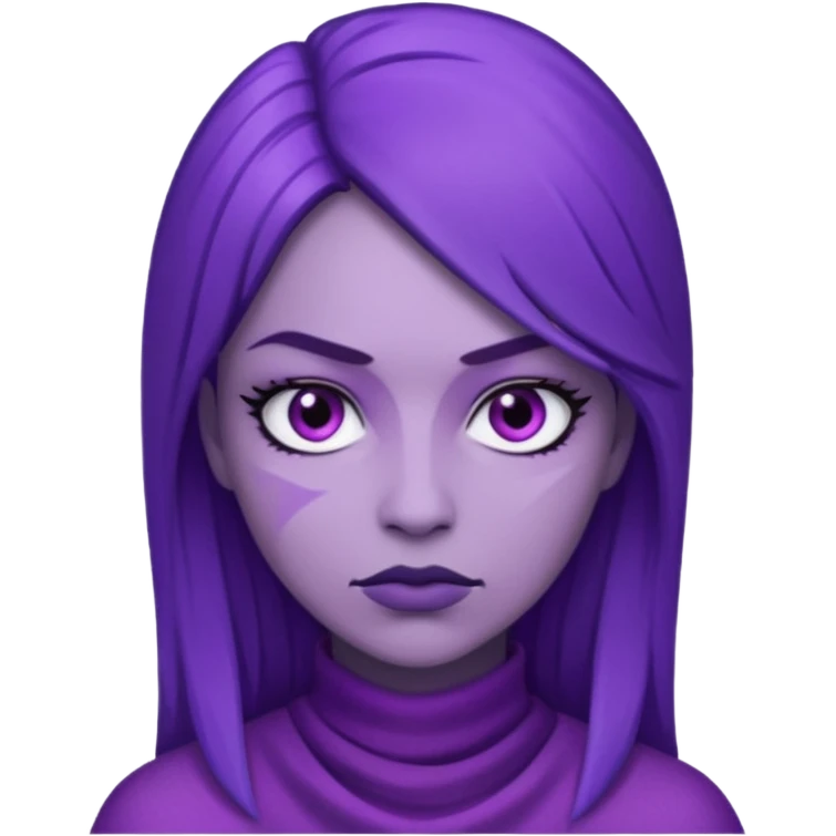 emoji of a racially ambiguous woman, who looks serious. no skin color please. use a color. emoji